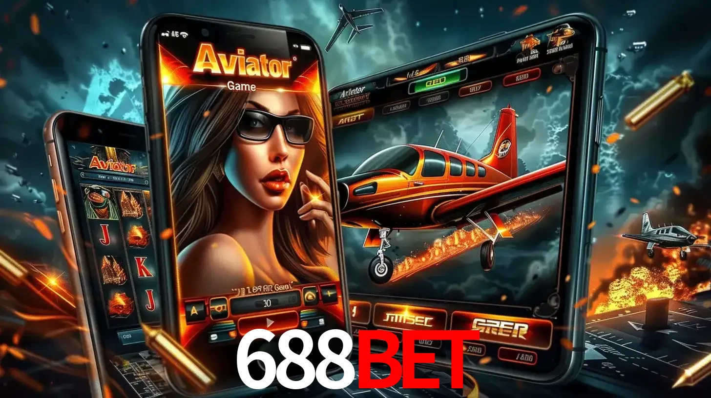 O popular jogo de apostas Aviator exibido em vários celulares e tablets, mostrando a interface emocionante e a ação de voo disponíveis para jogar agora no 688BET.